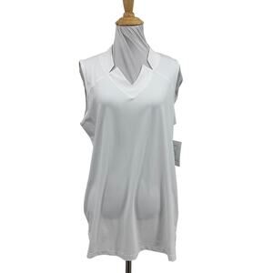 Sofibella Top Womens XL Extra Large White Sleeveless V Neck Athletic Pickleball